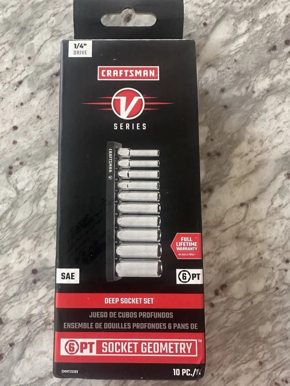 Craftsman V‑Series 1/4” Drive SAE Deep Socket Set (10‑pc)
